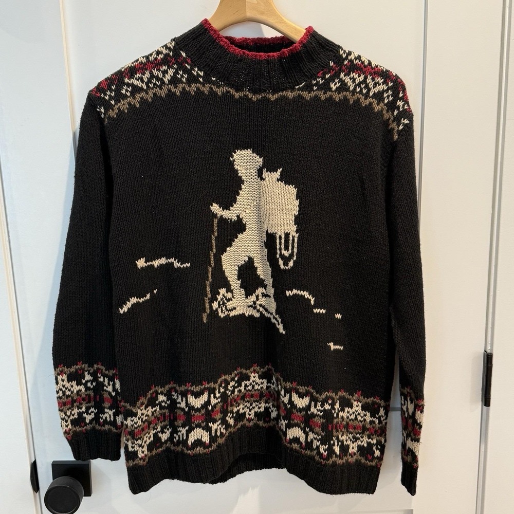 VTG Eddie Bauer Women Hand Knit Hiker Nordic‎ Sweater Medium Linen Cotton W/Tag!